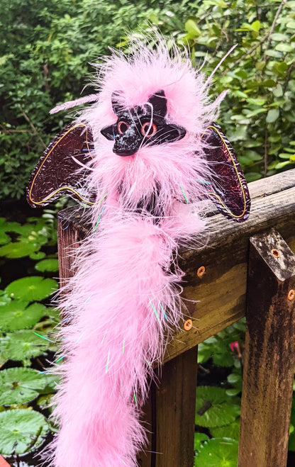 Pink Black Winged Dragon Shoulder Puppet -Glow in the dark
(20 inches) magnet included