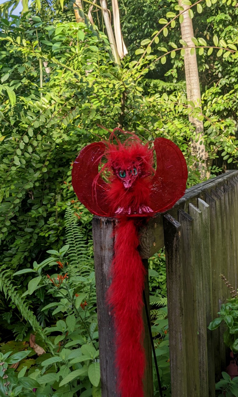 Red Jr. Dragon with Red Wings Shoulder Puppet (40 inches long boa) magnet included