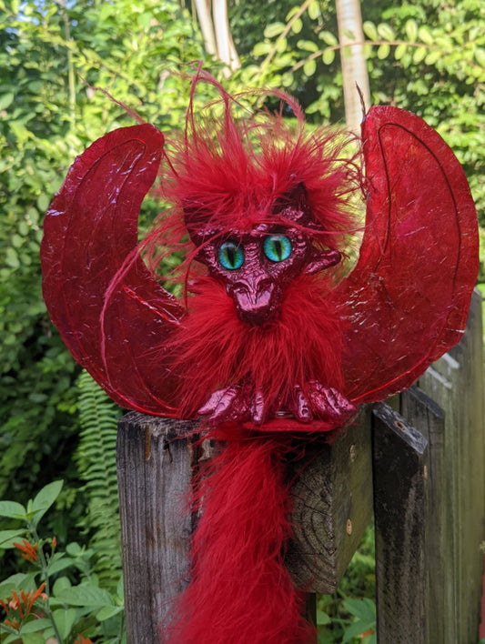 Red Jr. Dragon with Red Wings Shoulder Puppet (40 inches long boa) magnet included