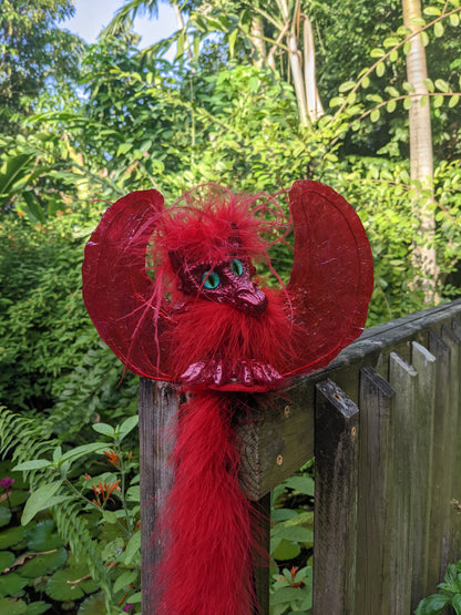 Red Jr. Dragon with Red Wings Shoulder Puppet (40 inches long boa) magnet included