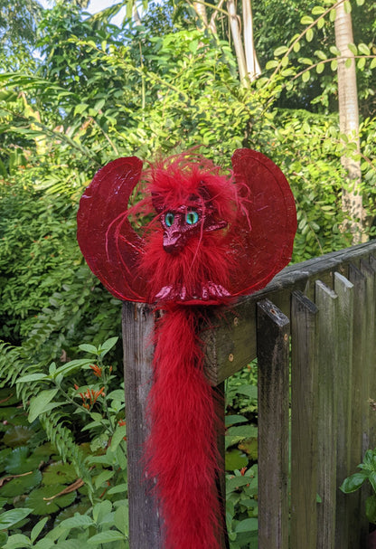 Red Jr. Dragon with Red Wings Shoulder Puppet (40 inches long boa) magnet included