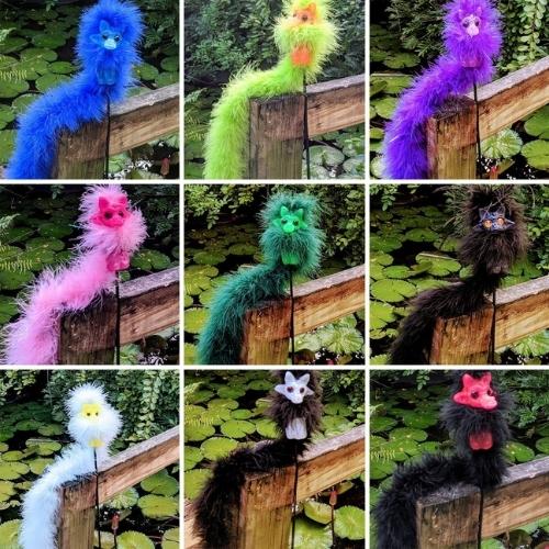 Colorful dragon puppets for the renfaire